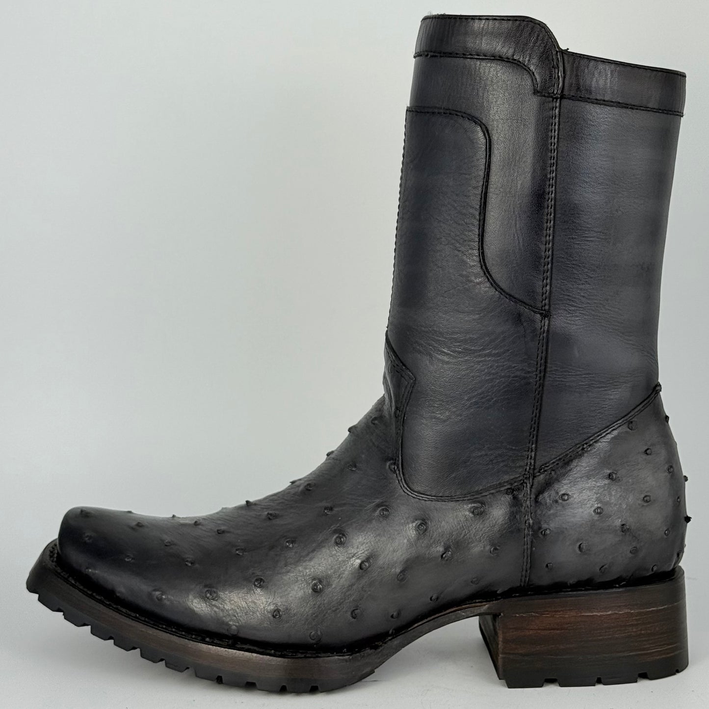 Bota Christian Avestruz Gris Sombreado