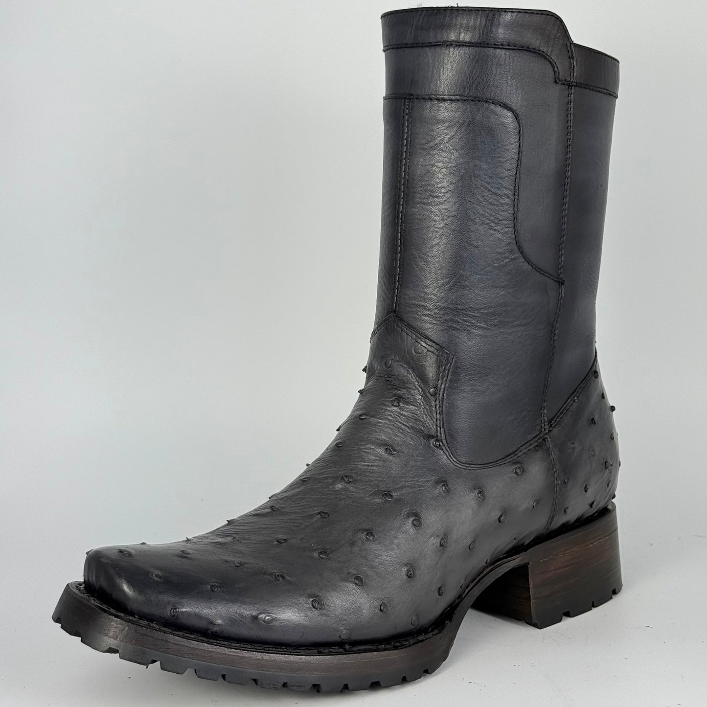 Bota Christian Avestruz Gris Sombreado