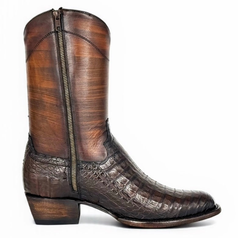 Bota Modelo Invasor Panza De Caimán Tabaco
