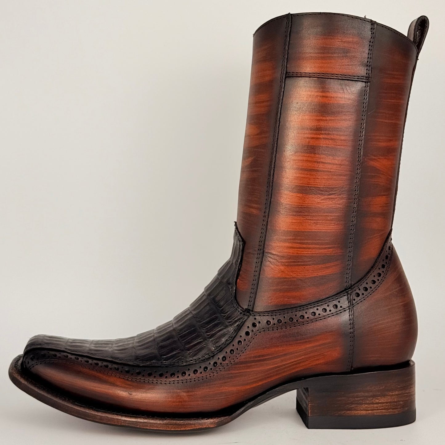 Bota Zeus En Floreta De Cocodrilo Tabaco
