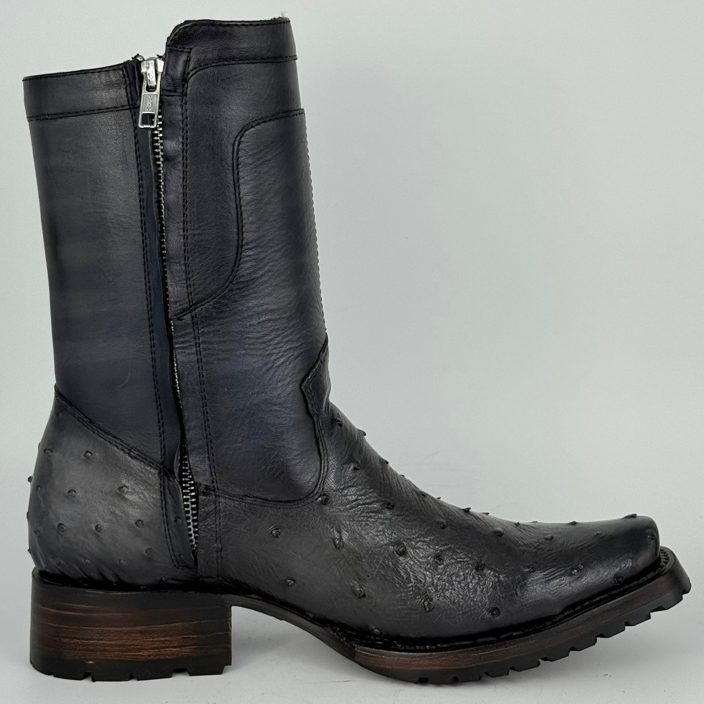Bota Christian Avestruz Gris Sombreado
