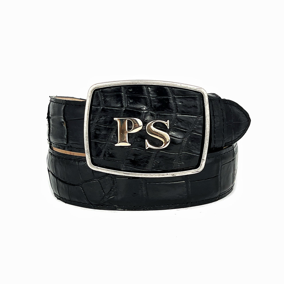 CINTÓ COCODRILO BLACK HEBILLA CUADRADA PERSONALIZADO