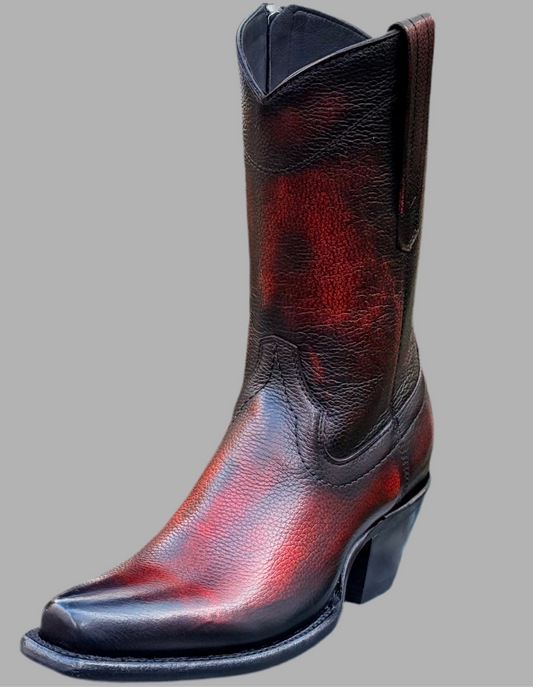 Bota En Piel De Venado Black Cherry Modelo Fer