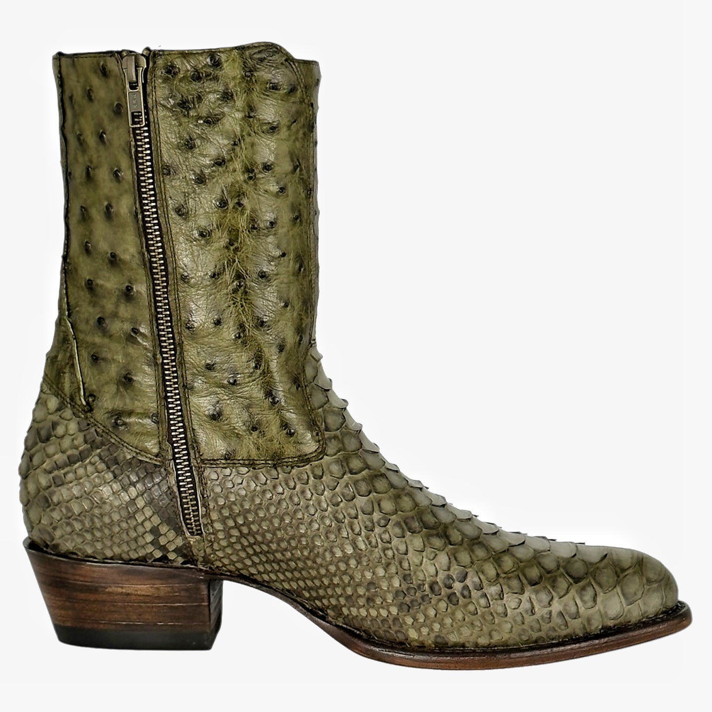 BOTÍN ARTHUR VERDE SECO FULL PITON/ AVESTRUZ