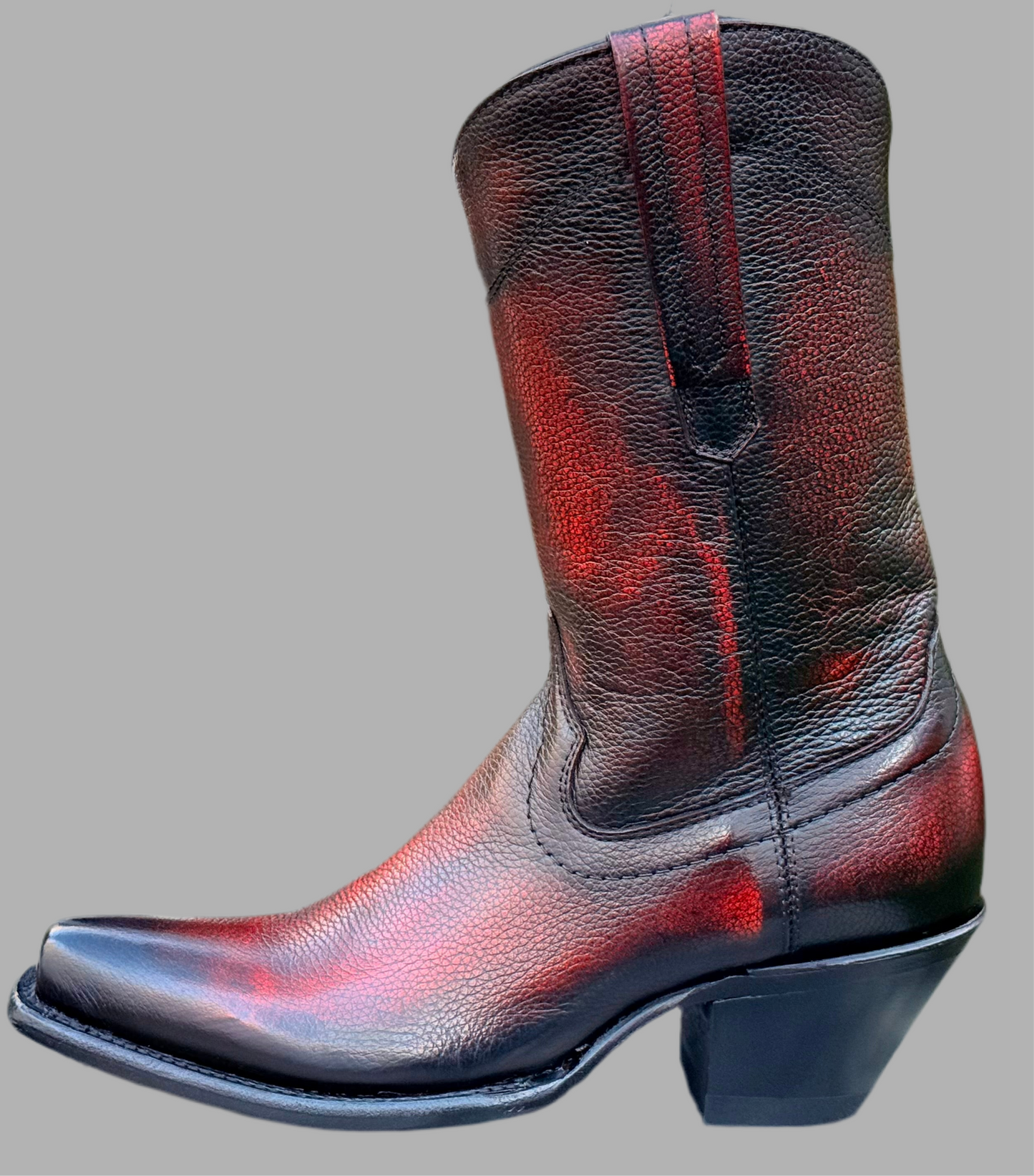 Bota En Piel De Venado Black Cherry Modelo Fer