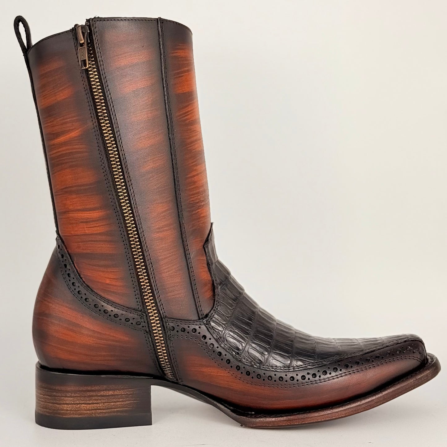 Bota Zeus En Floreta De Cocodrilo Tabaco