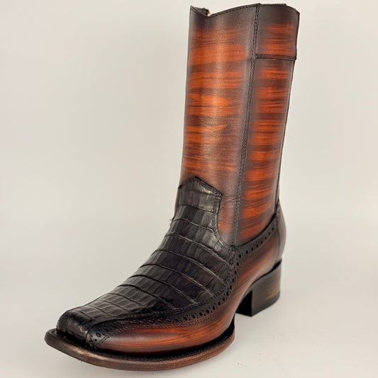 Bota Zeus En Floreta De Cocodrilo Tabaco