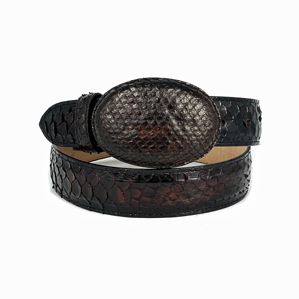 CINTÓ PITÓN CAFÉ OSCURO HEBILLA VAQUERA
