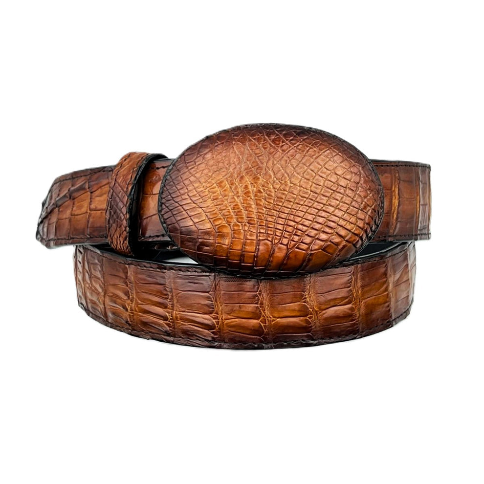 CINTÓ COCODRILO CAFÉ HEBILLA VAQUERA