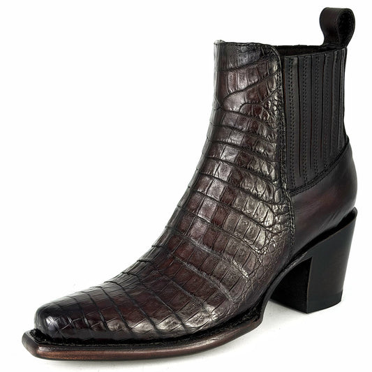 BOTÍN GINA COCODRILO TABACO