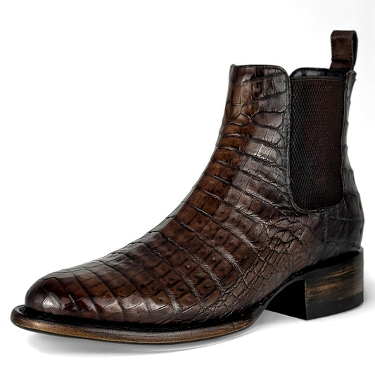 BOTÍN CHELSEA PANZA DE COCODRILO CAFÉ