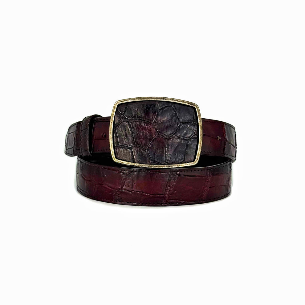 CINTÓ COCODRILO BLACK CHERRY HEBILLA CUADRADA