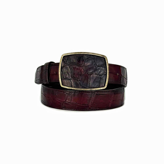CINTÓ COCODRILO BLACK CHERRY HEBILLA CUADRADA
