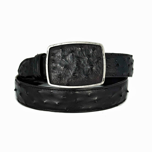 CINTÓ AVESTRUZ BLACK HEBILLA CUADRADA