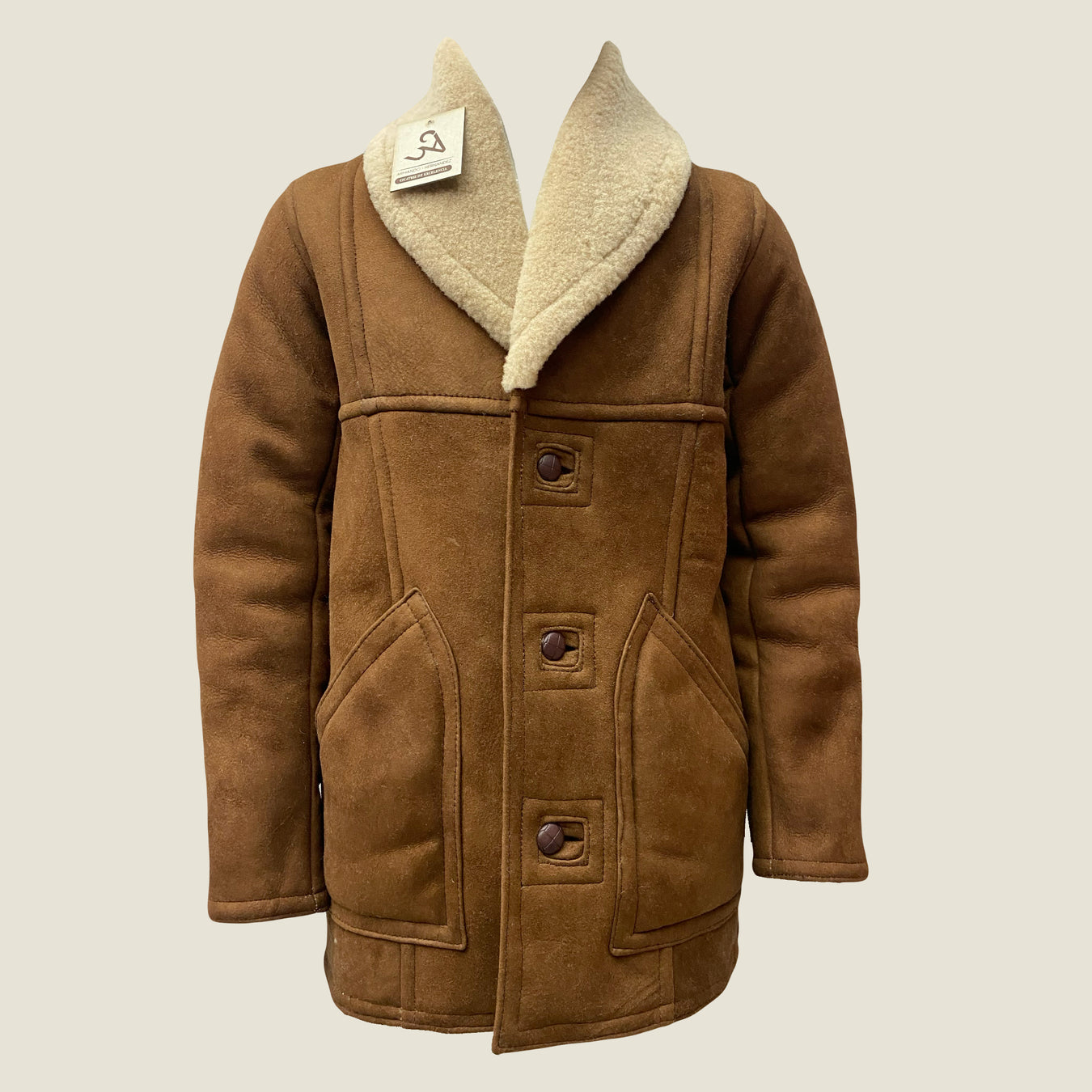 CHAMARRA DE BORREGO COWBOY NATURAL ￼